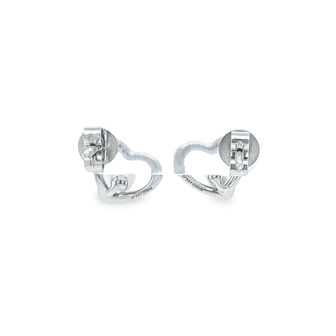Pearl and Diamond Heart Stud Earrings