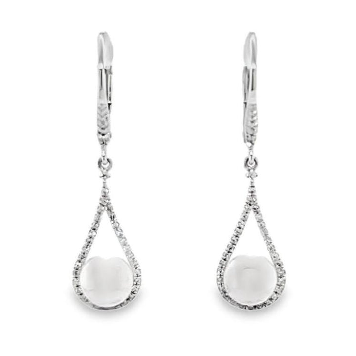 Pearl and Diamond Drop Earrings