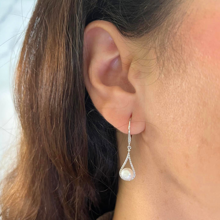 Pearl and Diamond Drop Earrings