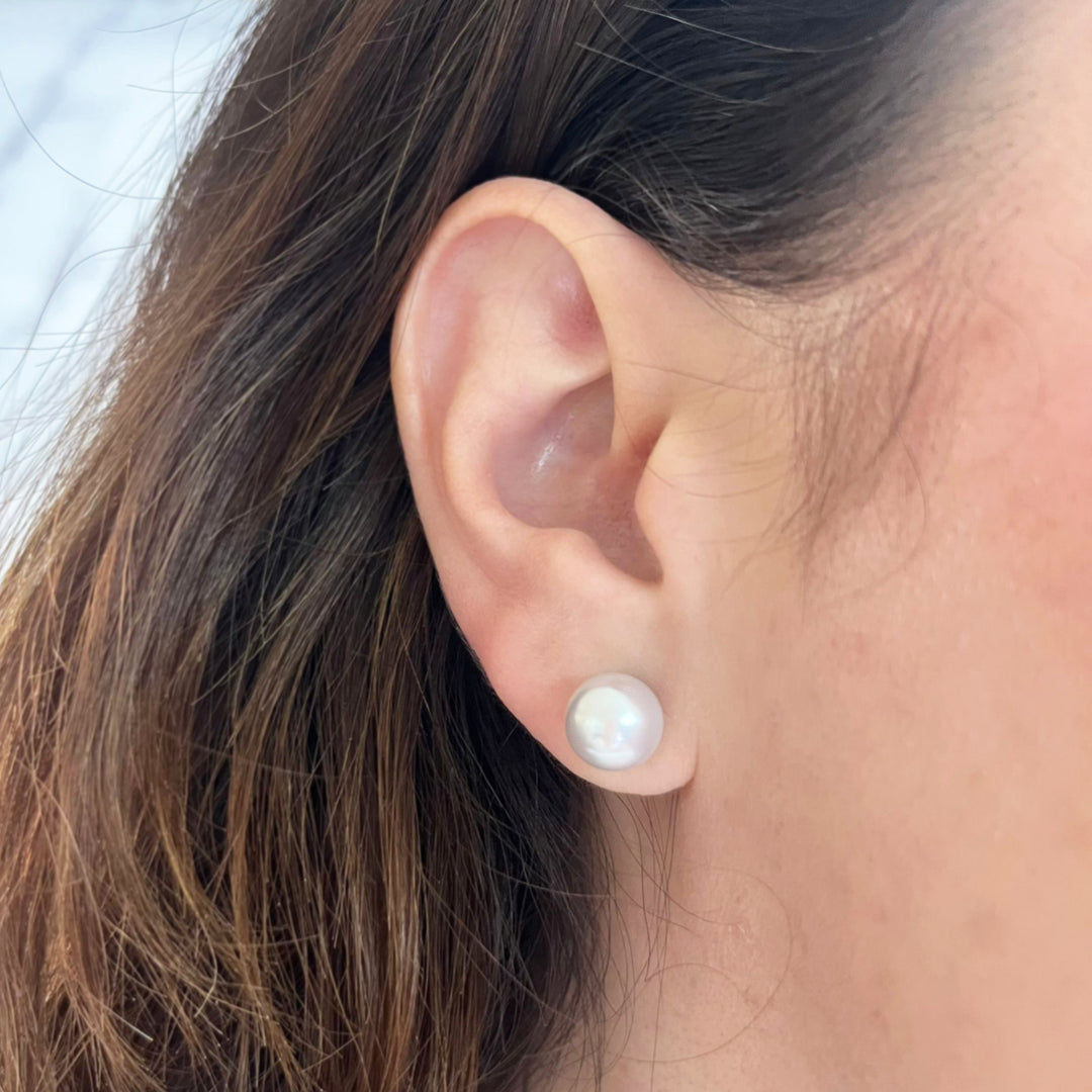 14K White Gold South Sea Pearl Stud Earrings
