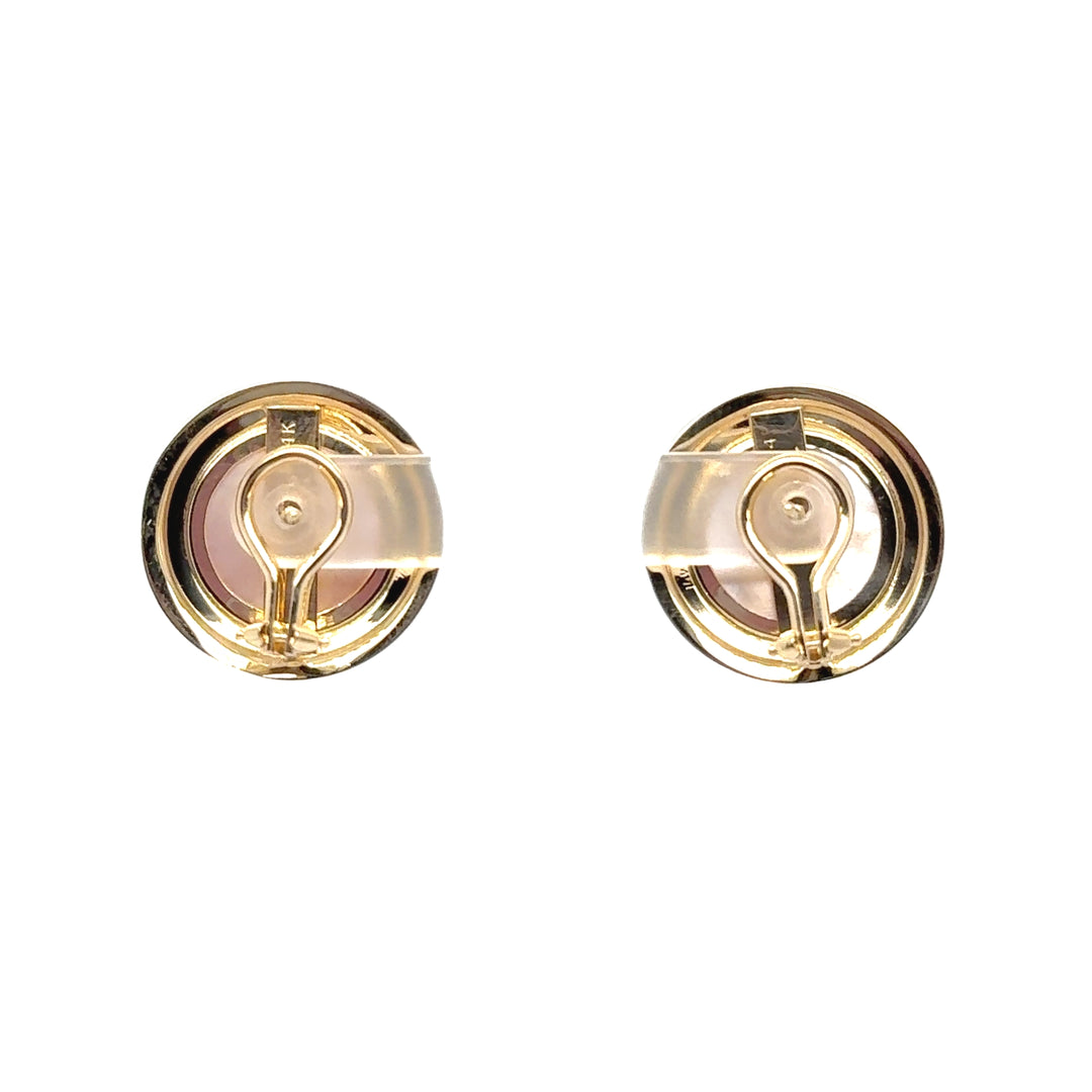 14K Yellow Gold Bezel-Set Mabe Pearl Stud Earrings
