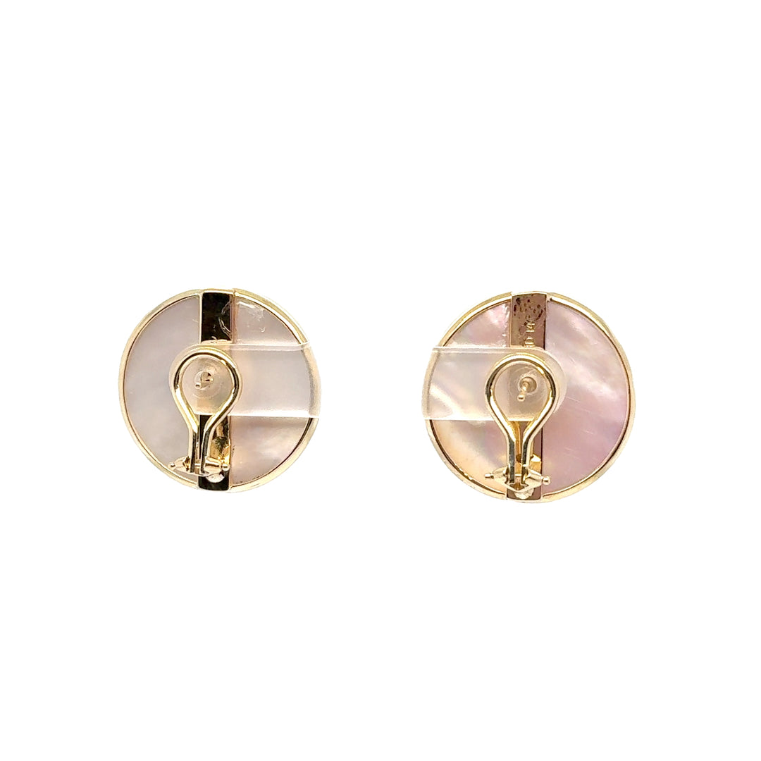 14K Yellow Gold Blister Mabe Pearl Stud Earrings