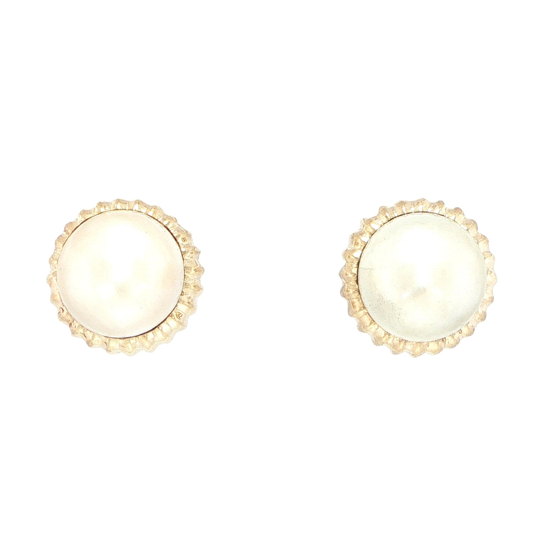 14K Yellow Gold Mabe Pearl Stud Earrings