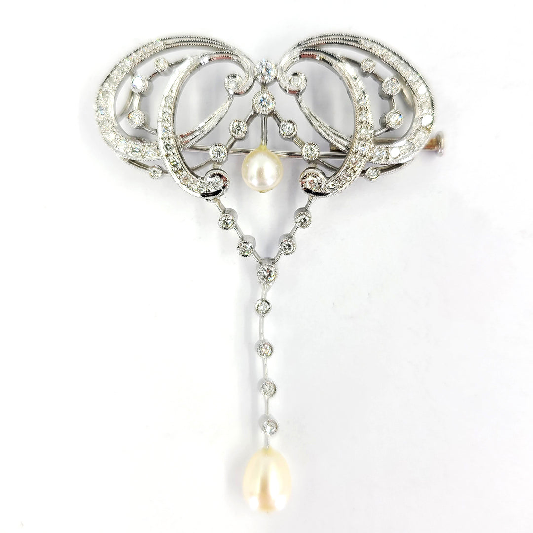 Convertible Pearl and Diamond Pin