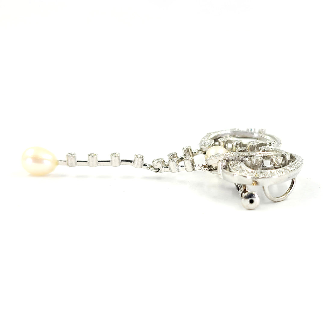 Convertible Pearl and Diamond Pin
