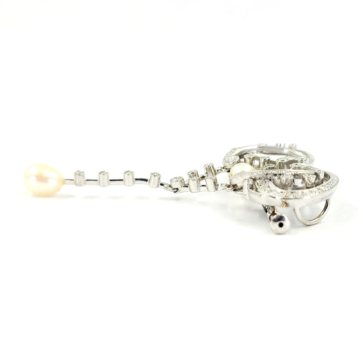 Convertible Pearl and Diamond Pin