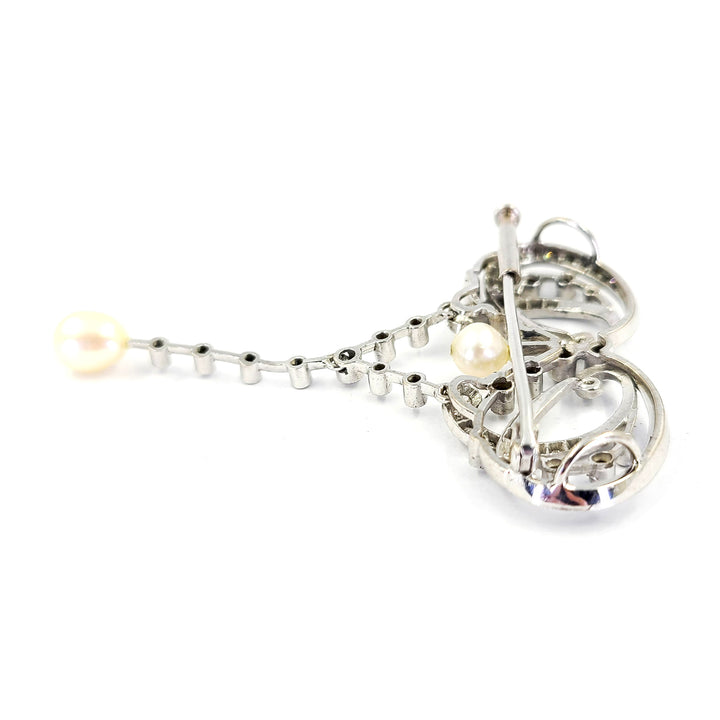 Convertible Pearl and Diamond Pin