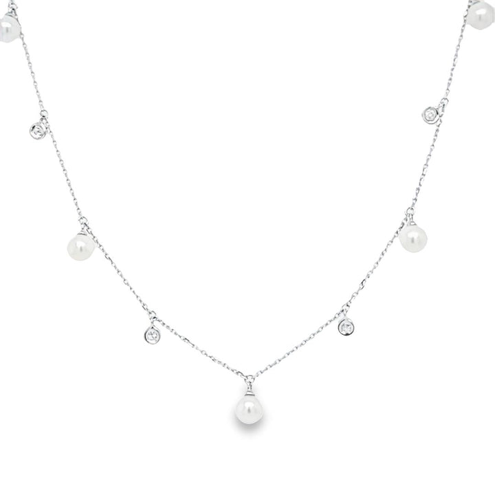 Diamond and Pearl Dangle Necklace