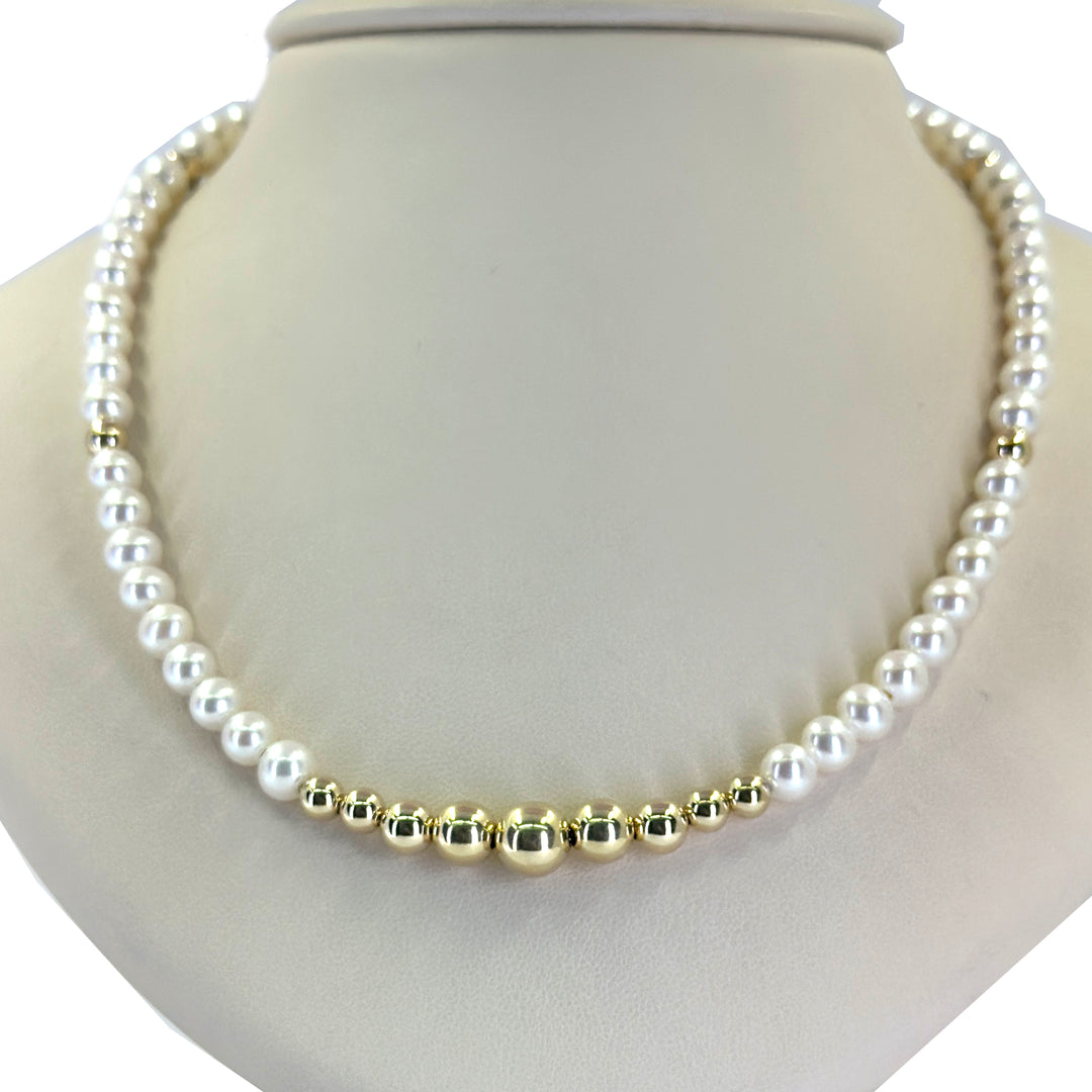 Pearl and Gold Bead Necklace