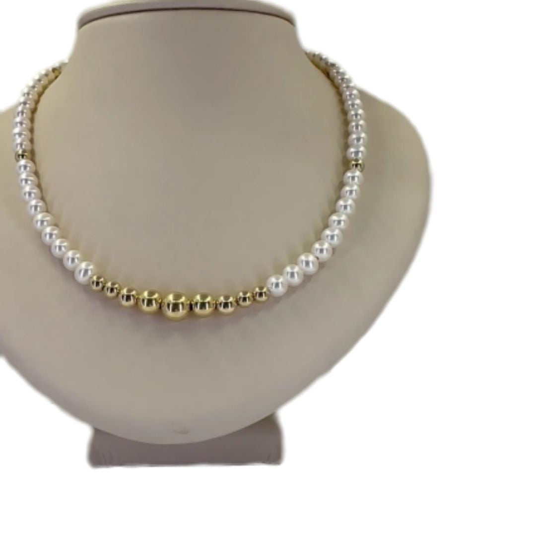 Pearl and Gold Bead Necklace