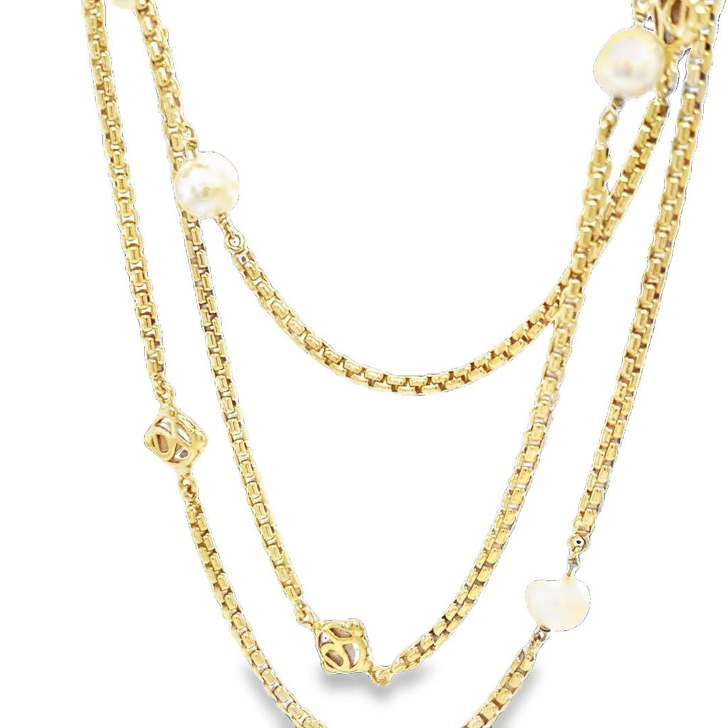 David Yurman Pearl Station 18 Karat Yellow Gold Necklace Jae's