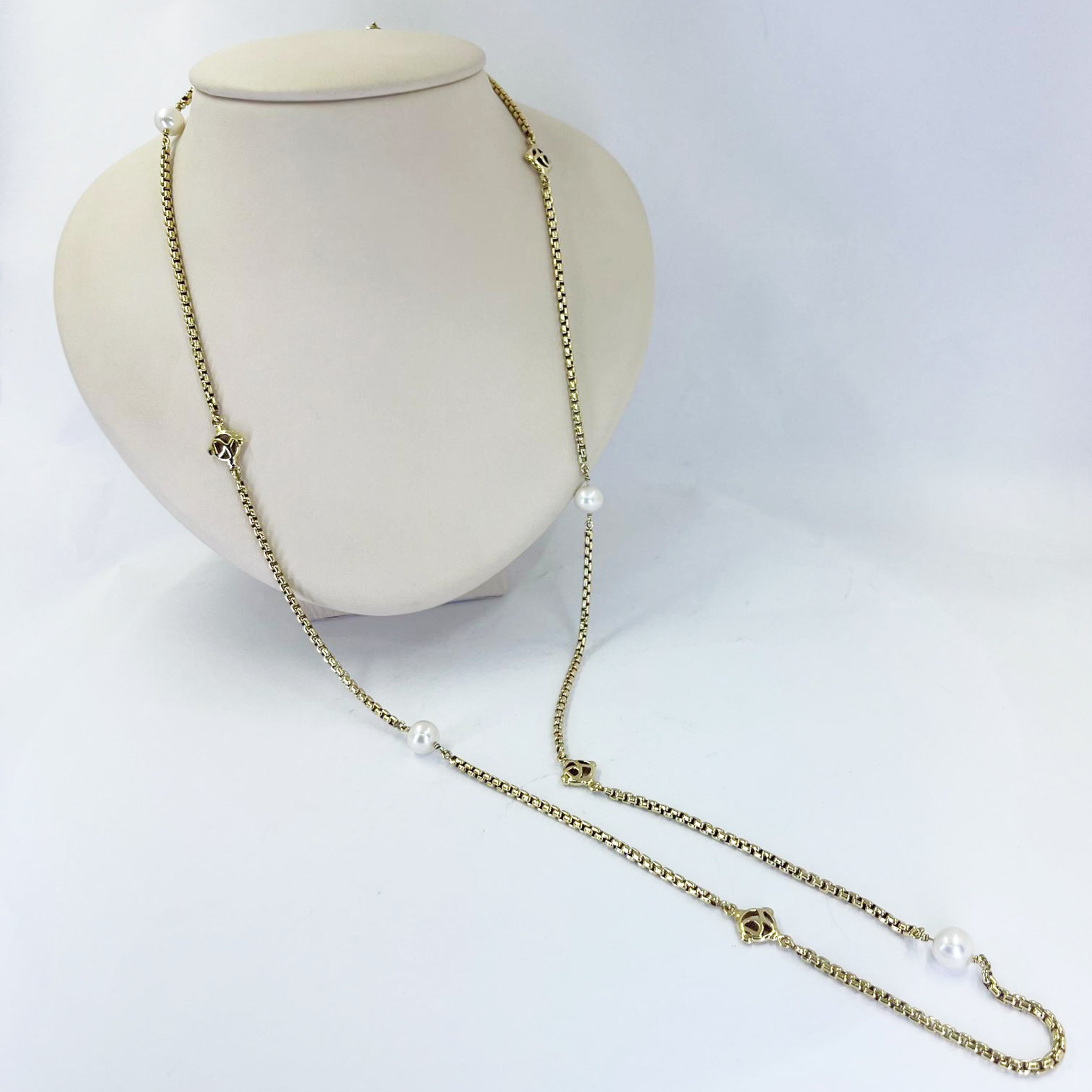 David Yurman Pearl Station 18 Karat Yellow Gold Necklace Jae's