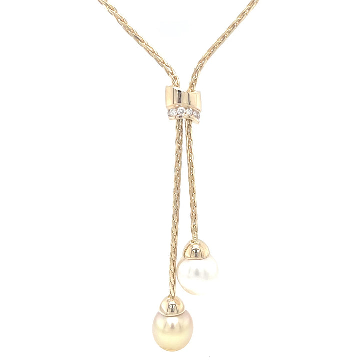 South Sea Pearl and Diamond Lariat Necklace