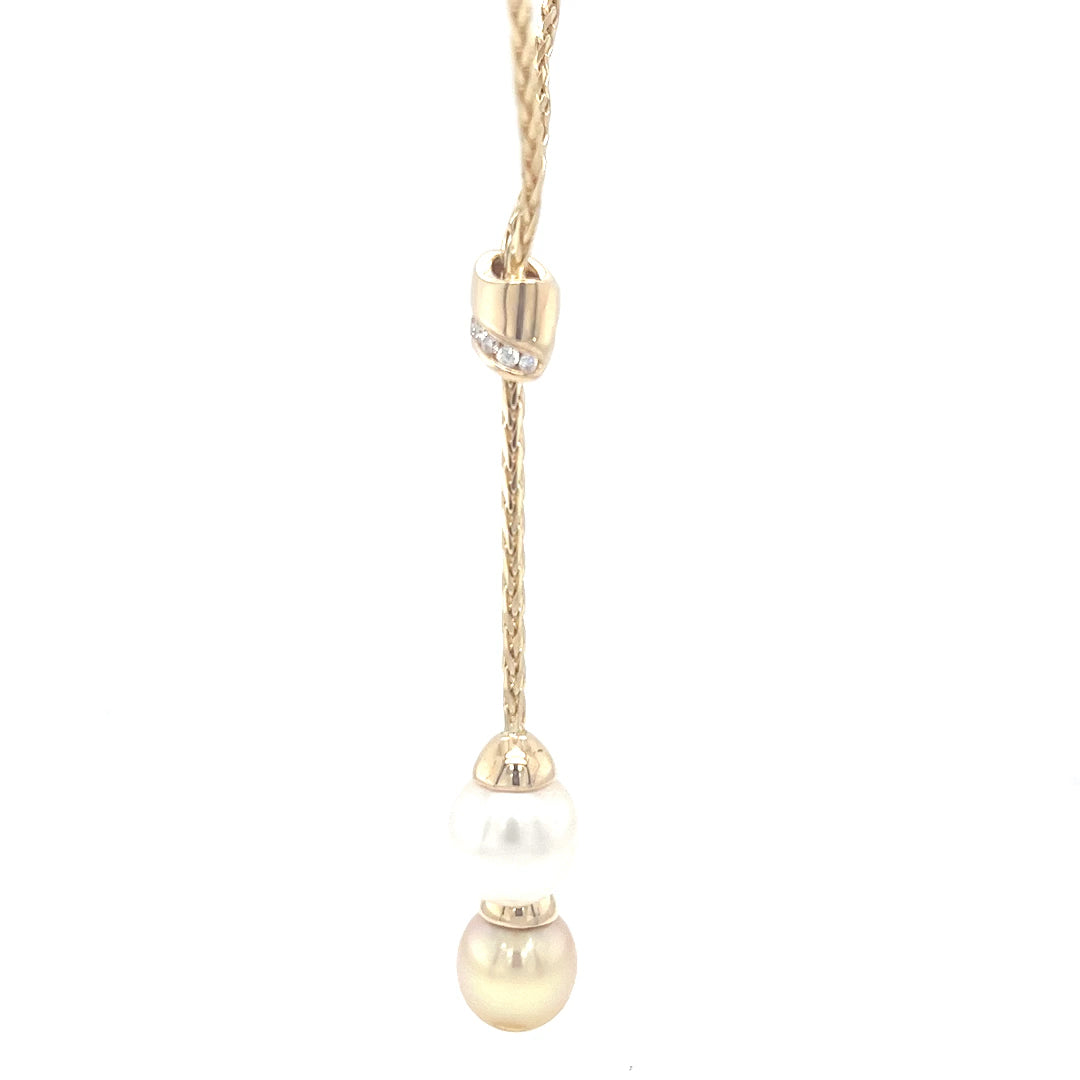 South Sea Pearl and Diamond Lariat Necklace
