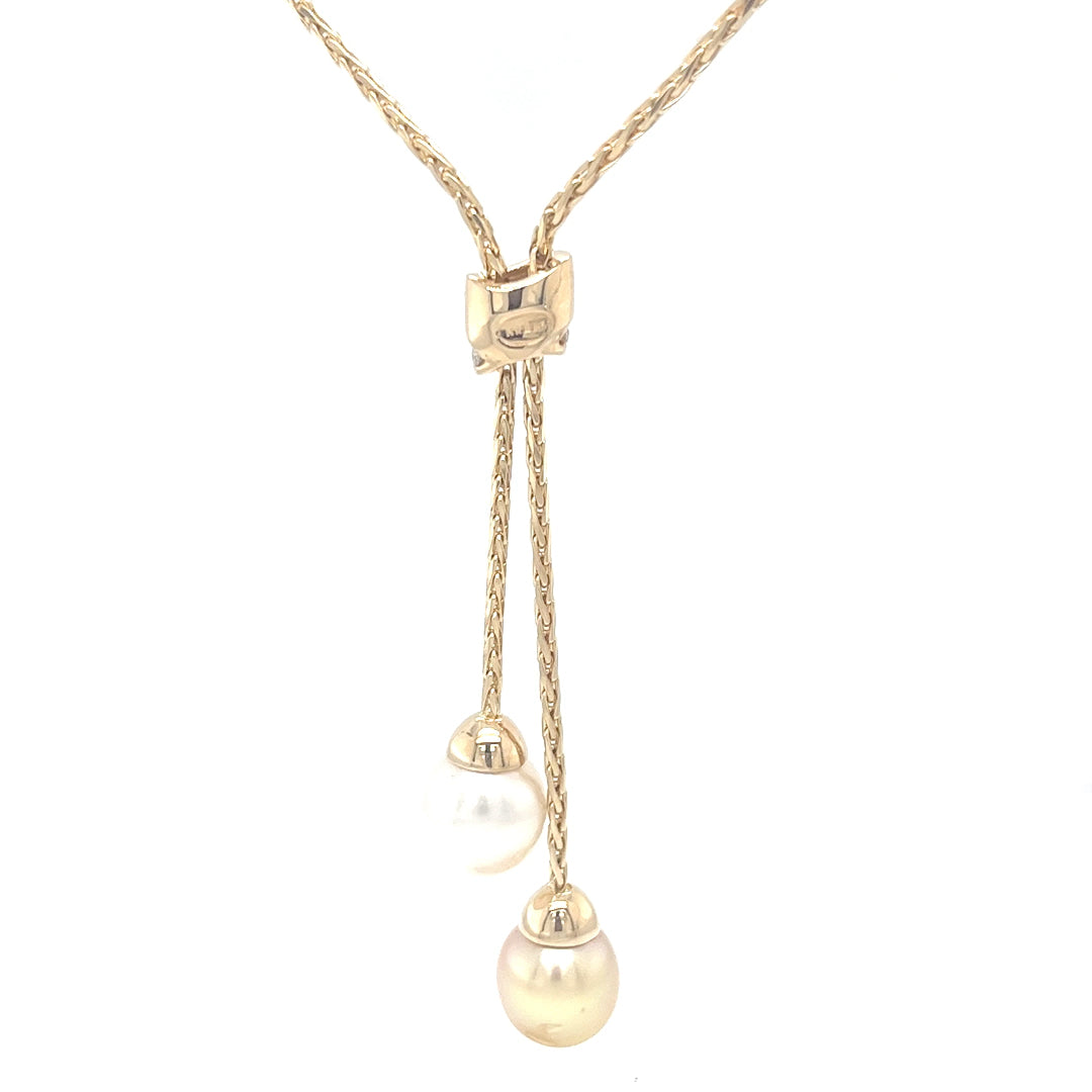 South Sea Pearl and Diamond Lariat Necklace