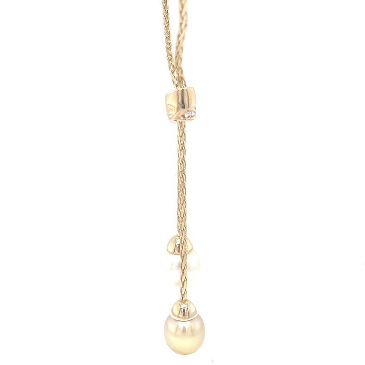 South Sea Pearl and Diamond Lariat Necklace