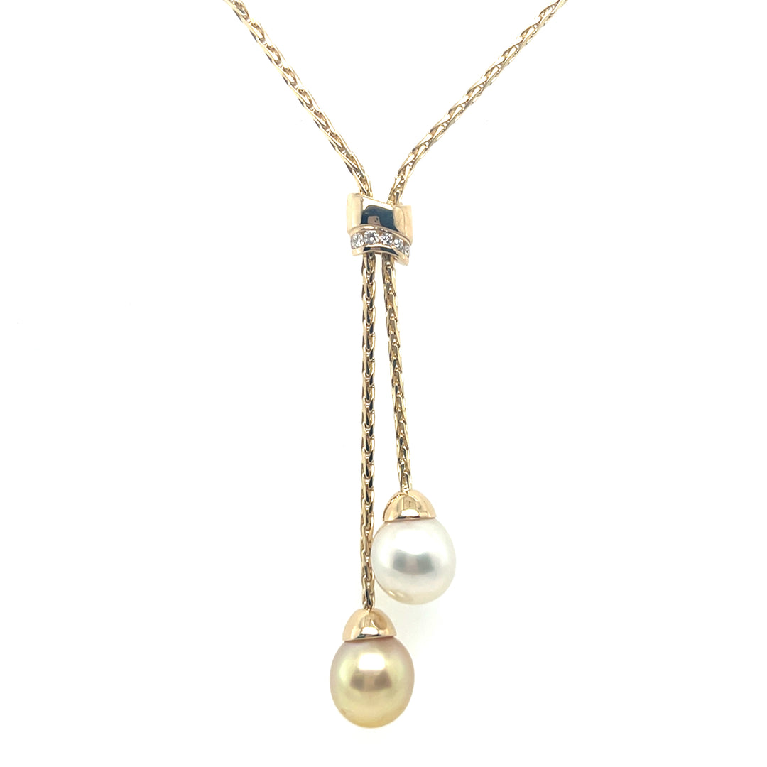 South Sea Pearl and Diamond Lariat Necklace