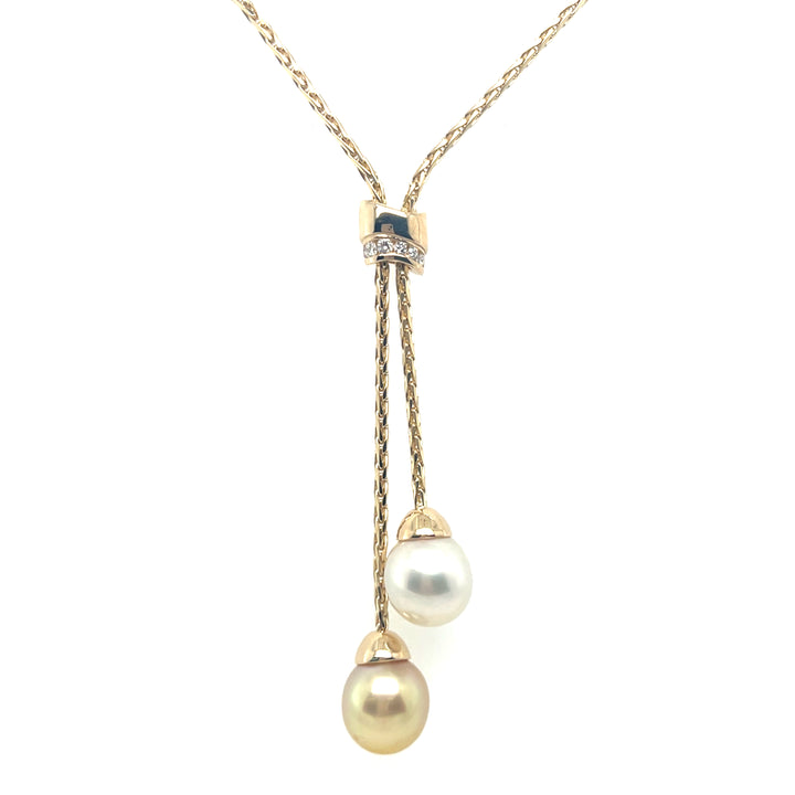 South Sea Pearl and Diamond Lariat Necklace