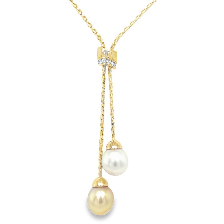 South Sea Pearl and Diamond Lariat Necklace