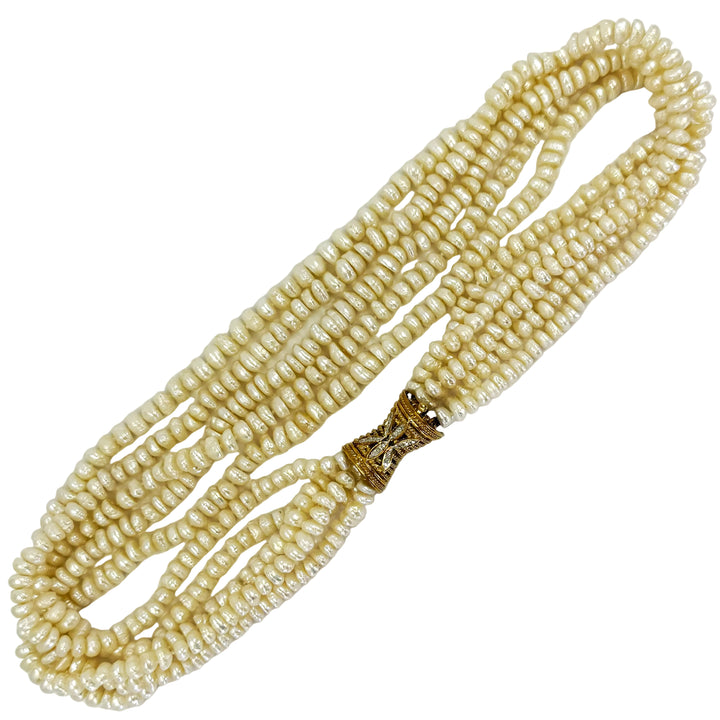 18K Yellow Gold Five-Strand Freshwater Pearl Necklace