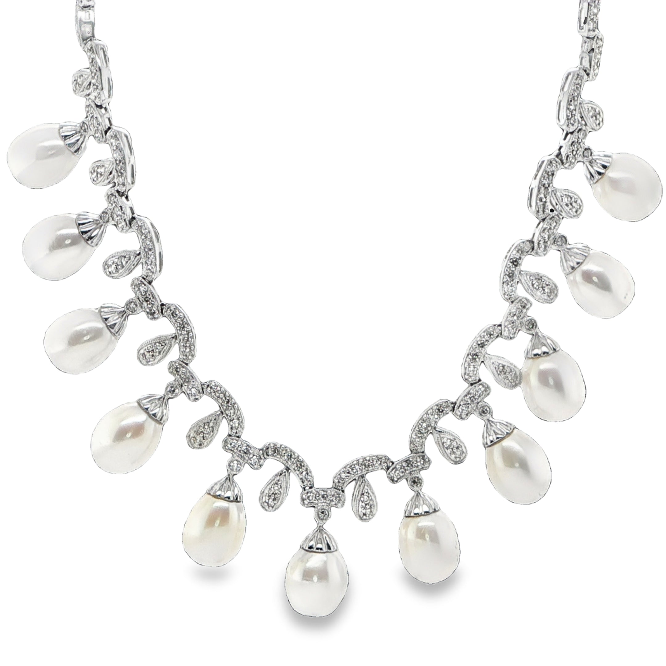 18K White Gold Pearl Diamond Necklace – Jae's Jewelers