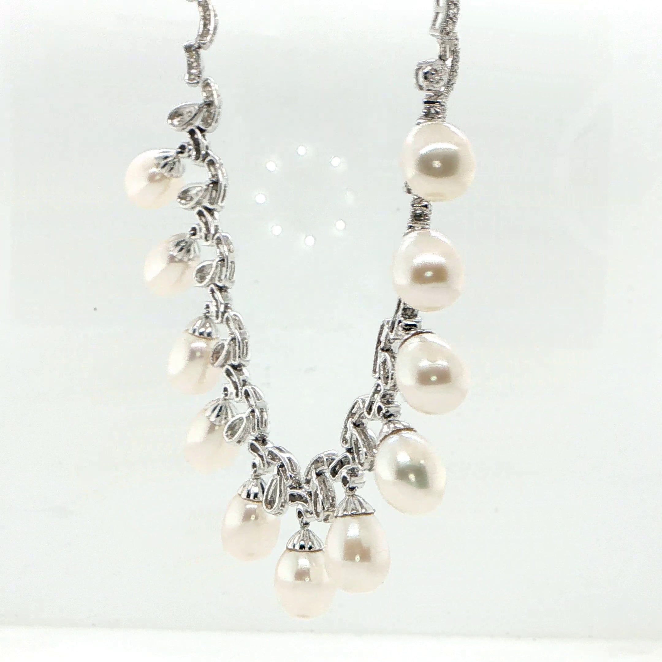 18K White Gold Pearl Diamond Necklace – Jae's Jewelers