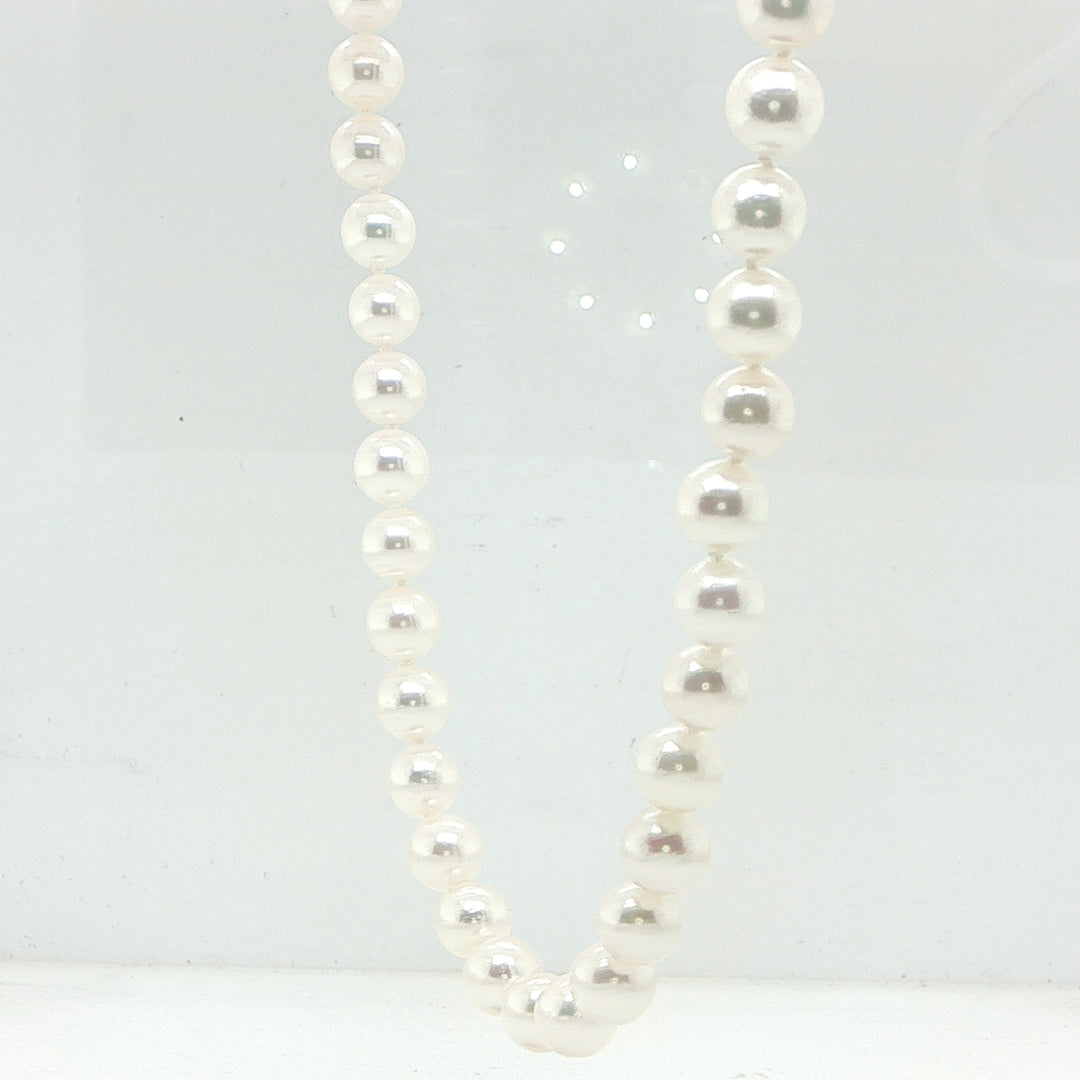 14K Yellow Gold Akoya Pearl Necklace -18 Inch