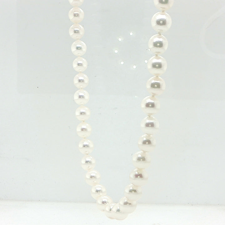 14K Yellow Gold Akoya Pearl Necklace -18 Inch