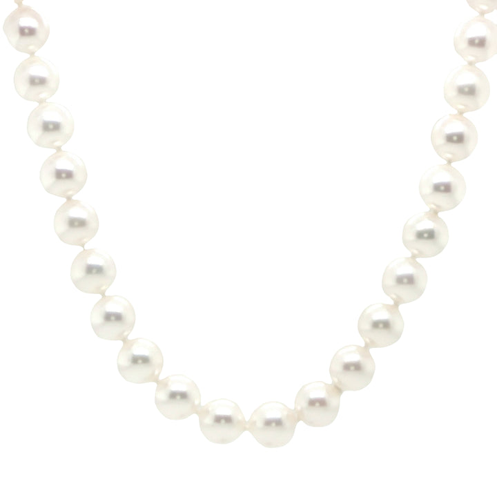 Japanese Akoya Pearl Necklace 8–8.5mm with Diamond Clasp in 14K Gold