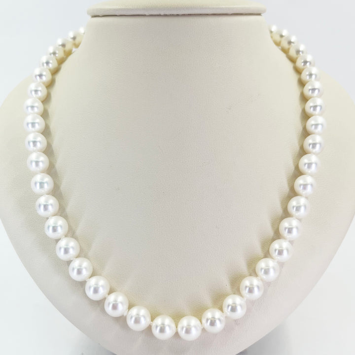 Japanese Akoya Pearl Necklace 8–8.5mm with Diamond Clasp in 14K Gold