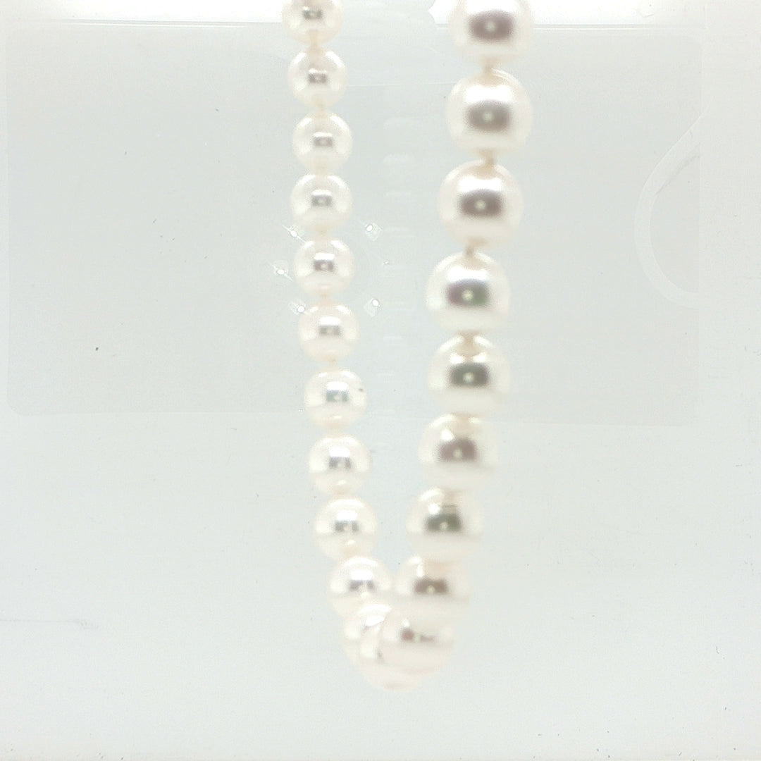 Japanese Akoya Pearl Necklace 8–8.5mm with Diamond Clasp in 14K Gold