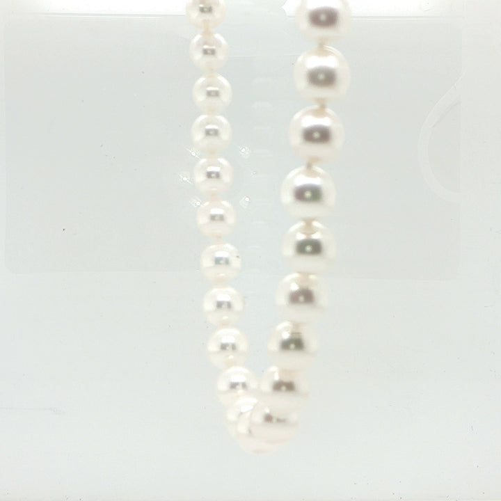 Japanese Akoya Pearl Necklace 8–8.5mm with Diamond Clasp in 14K Gold