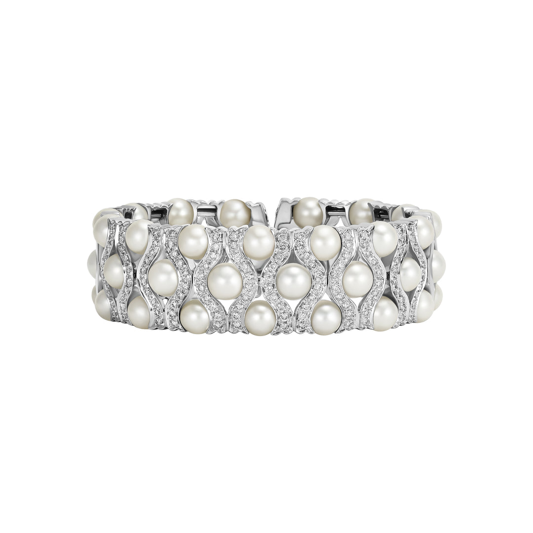 18K White Gold Pearl Diamond Bracelet