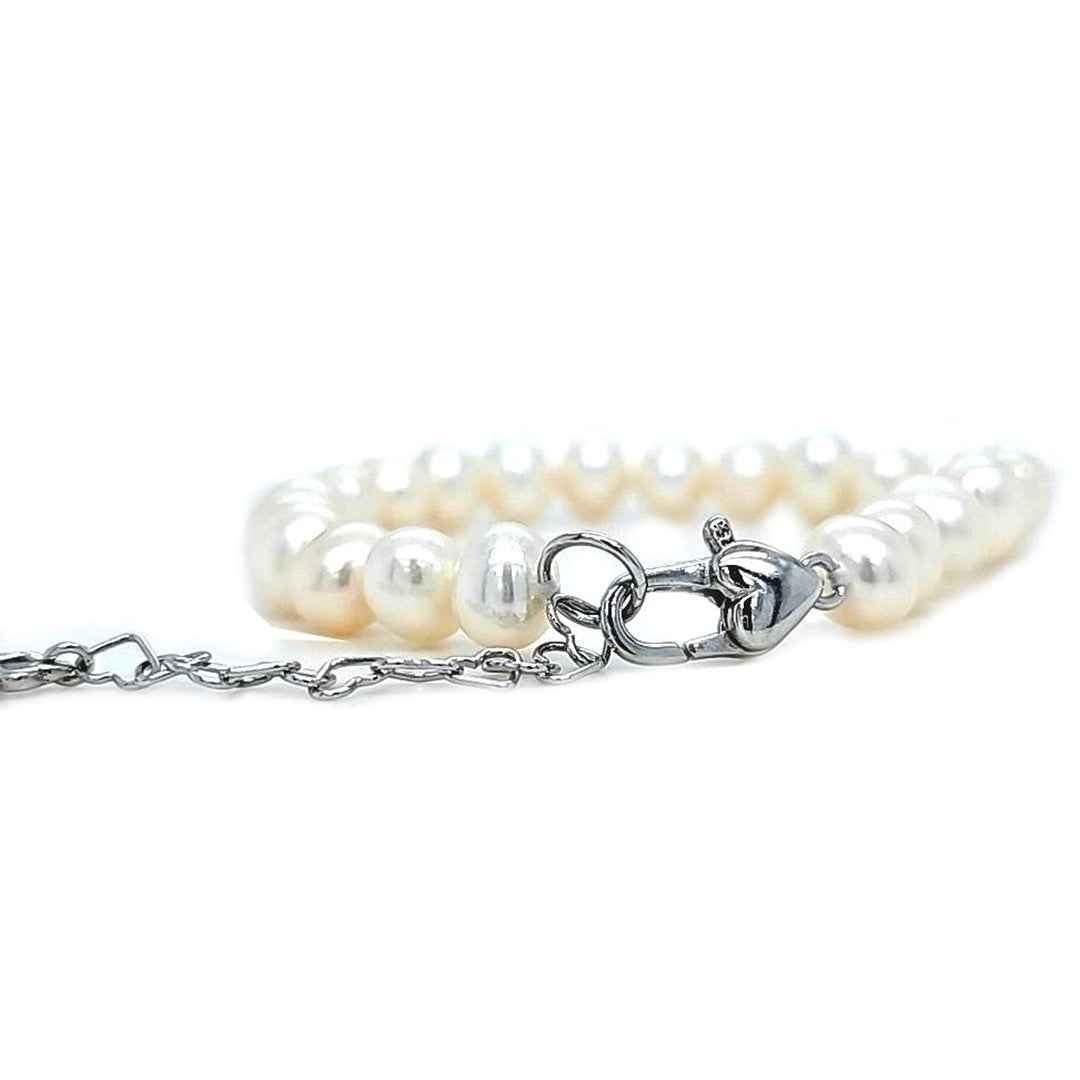 5.5-6mm Pearl Bracelet with Heart Clasp