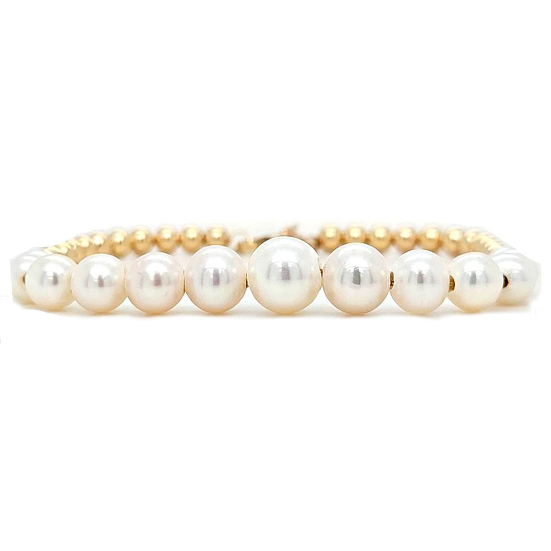 Graduated Pearl and Gold Bead Bracelet