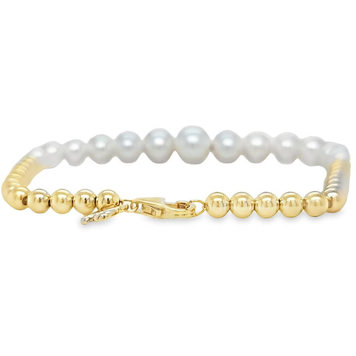 Graduated Pearl and Gold Bead Bracelet