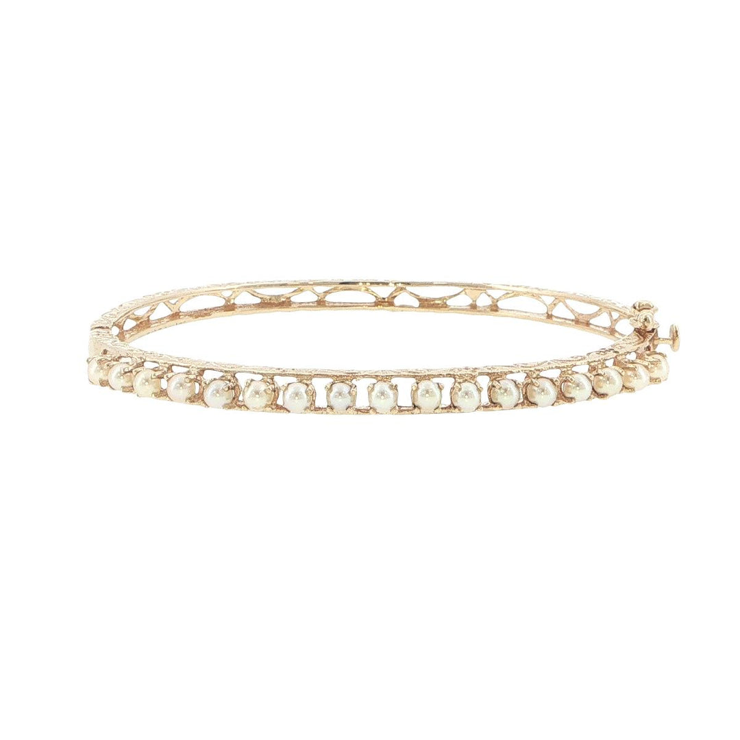 14K Yellow Gold Cultured Pearl Bangle