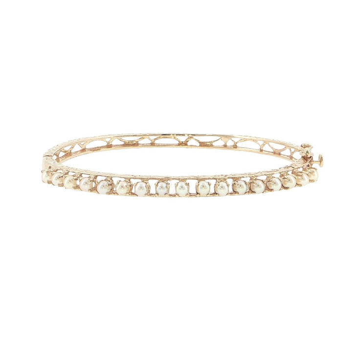 14K Yellow Gold Cultured Pearl Bangle