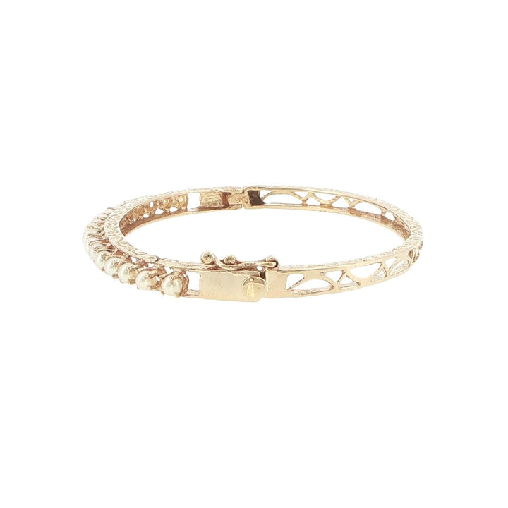 14K Yellow Gold Cultured Pearl Bangle