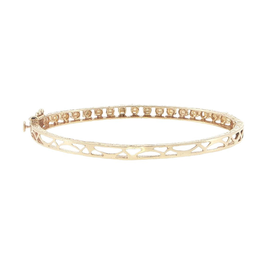 14K Yellow Gold Cultured Pearl Bangle