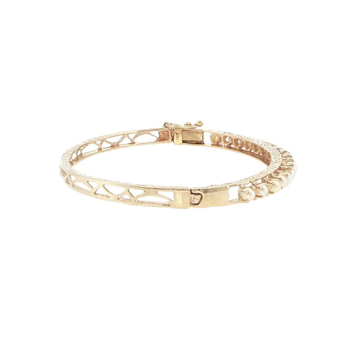 14K Yellow Gold Cultured Pearl Bangle