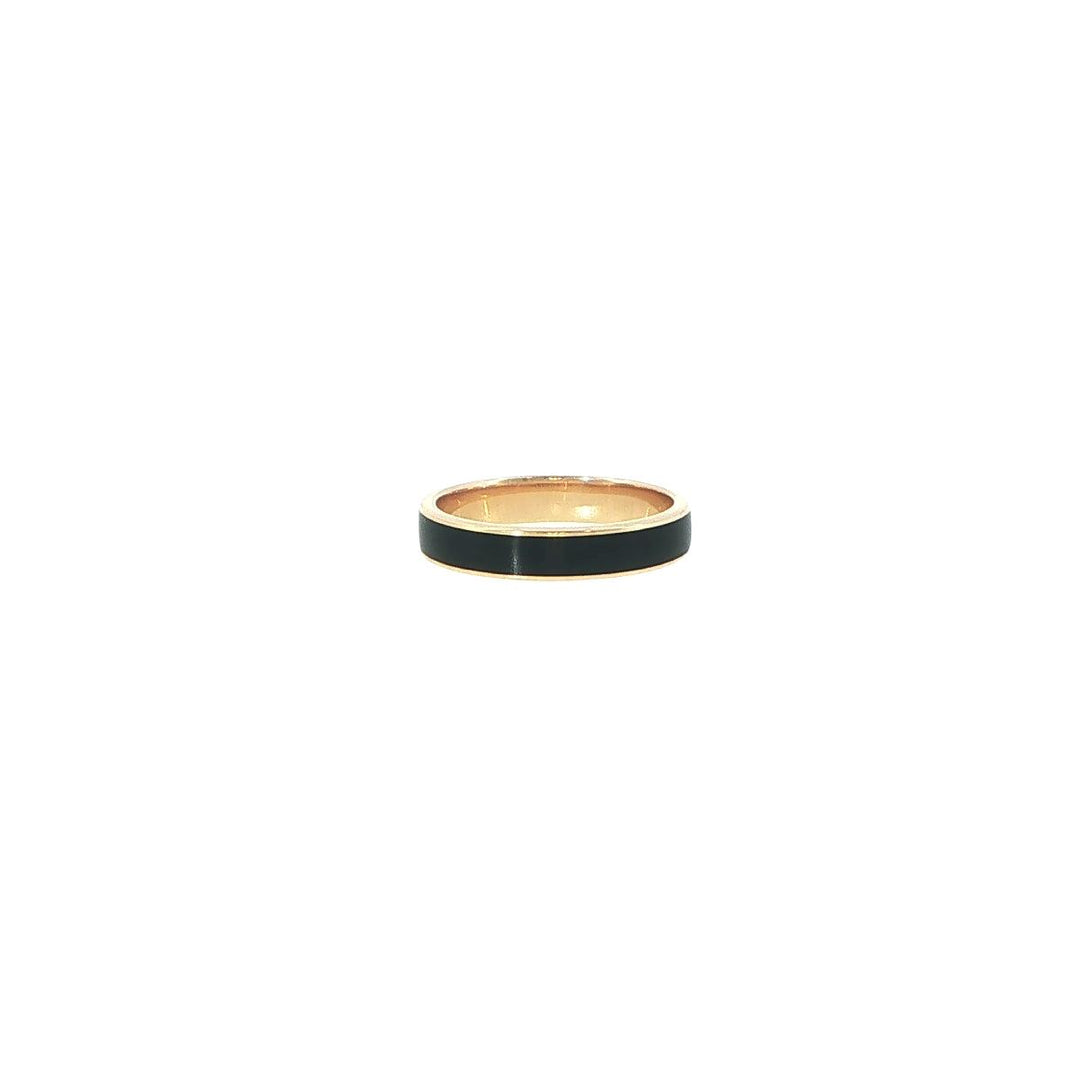 14K Yellow Gold Marrow "Til Death" Black Enamel Ring