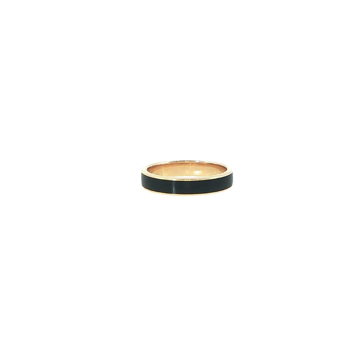 14K Yellow Gold Marrow "Til Death" Black Enamel Ring