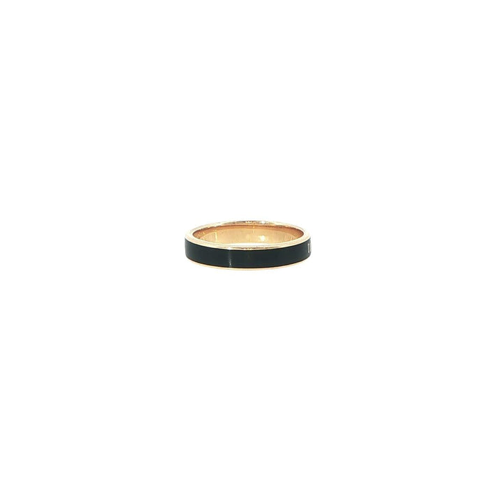 14K Yellow Gold Marrow "Til Death" Black Enamel Ring