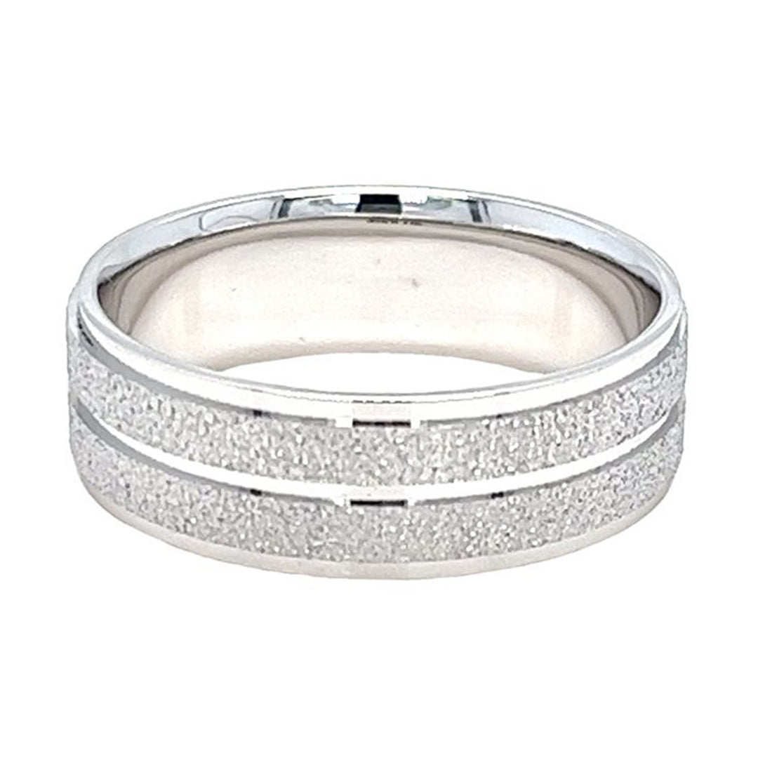 14K White Gold 7mm Stone Finish Band