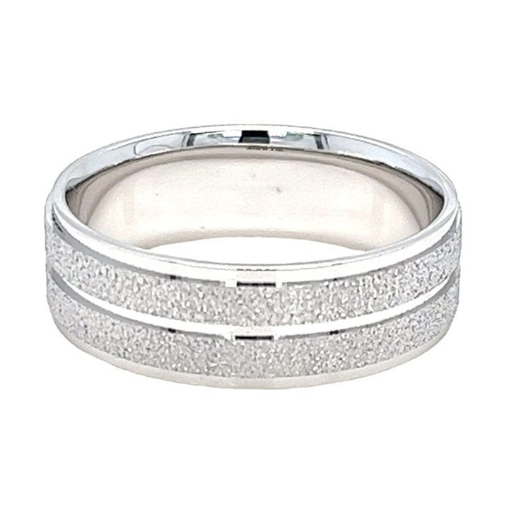 14K White Gold 7mm Stone Finish Band