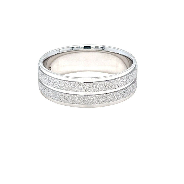14K White Gold 7mm Stone Finish Band