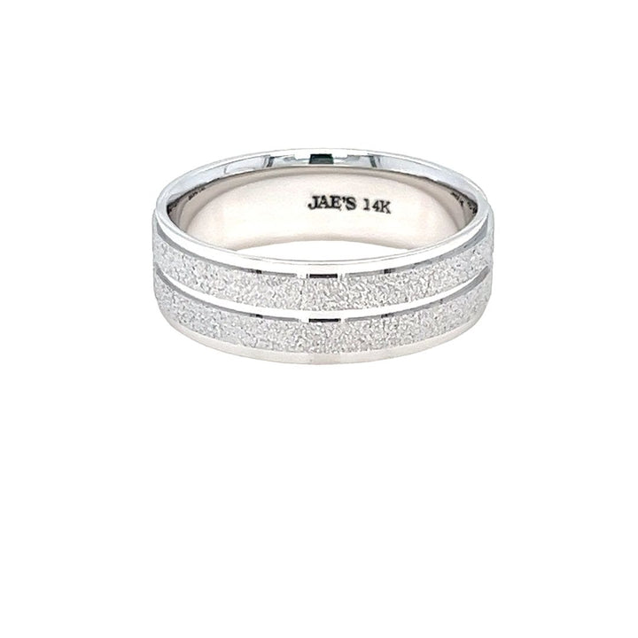 14K White Gold 7mm Stone Finish Band