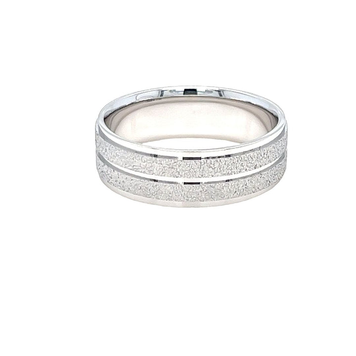 14K White Gold 7mm Stone Finish Band
