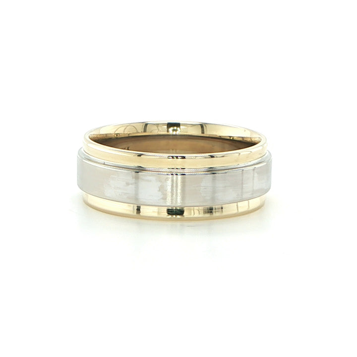 14K Yellow & White Gold Inlay Wedding Band